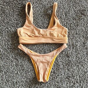 Ribbed Peach Bikini Set